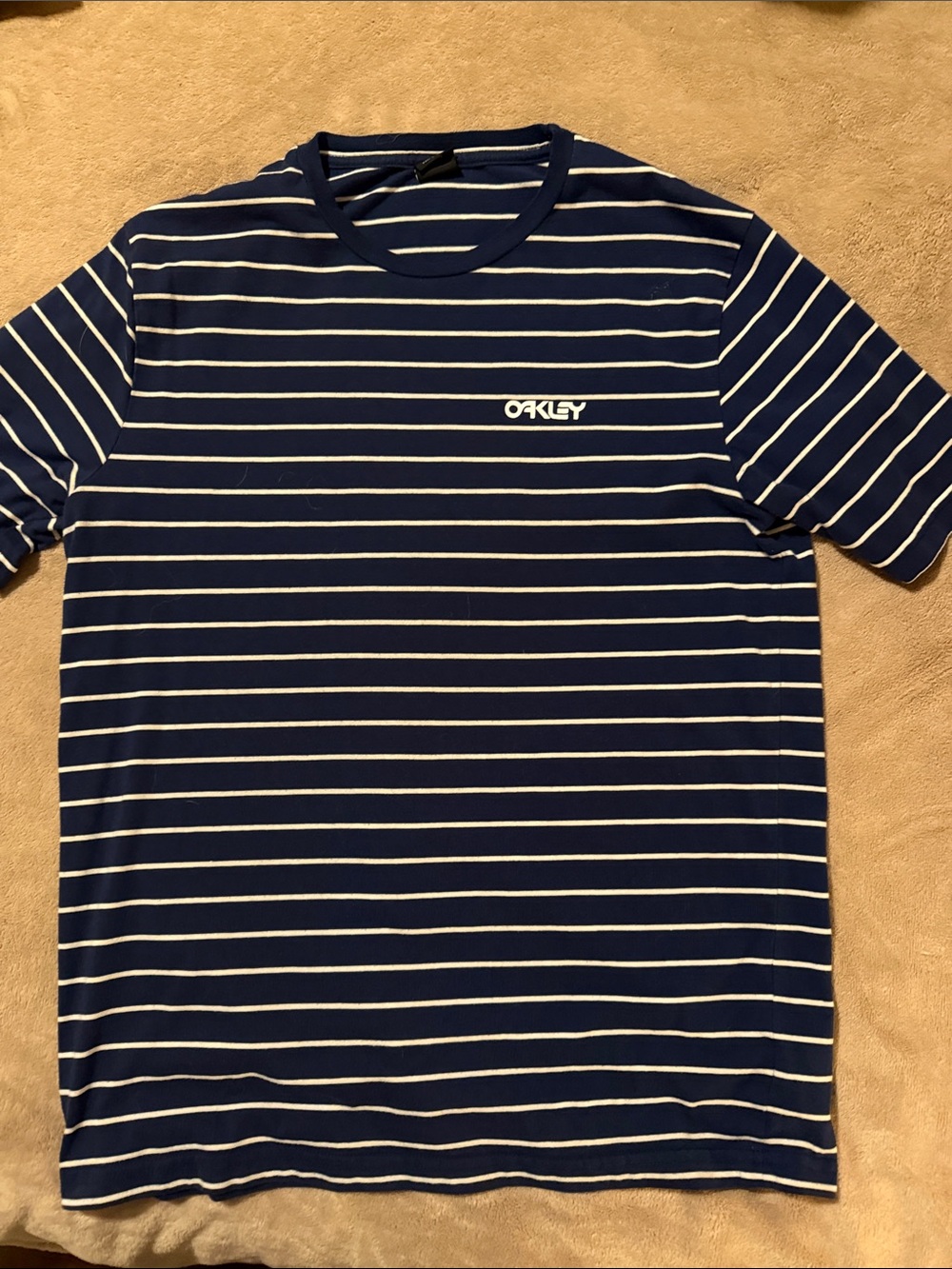 Oakley Navy and White Striped Short Sleeve Tee